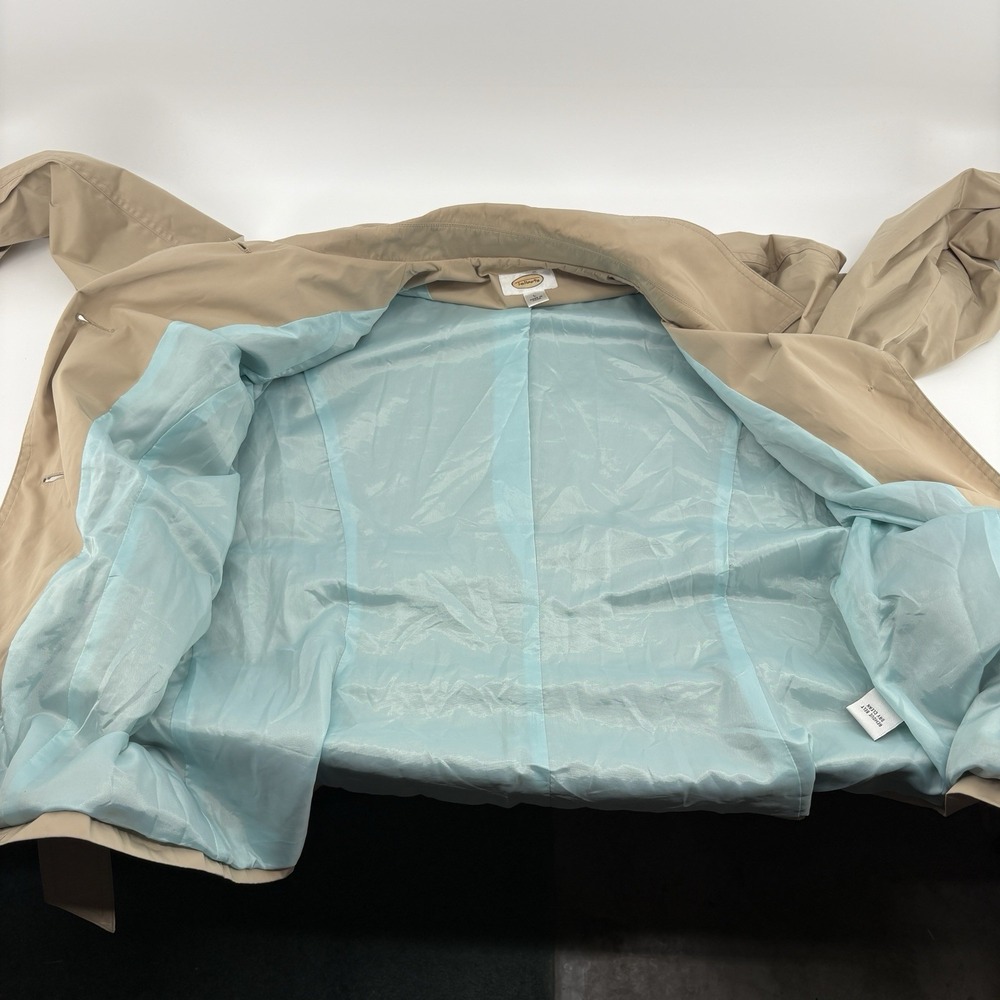 TALBOTS double breasted trench coat tan cotton jacket‎ belted lightweight Large - Picture 7 of 13